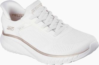 Skechers Womens Skechers BOBS Sport Squad Chaos Textile Womens White/Gold Standard Trainers - Size: 5