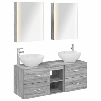 vidaXL Juego De Muebles De Ba&ntilde;o 5 Pcs Sonoma Gris Vidaxl