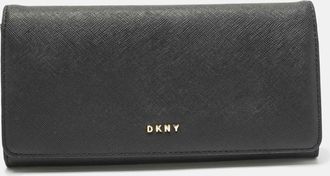DKNY Dkny Black Leather Continental Flap Wallet