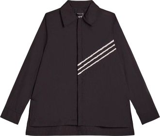 Yohji Yamamoto Boxy Black Polyamide Shirt with Sporty Stripes