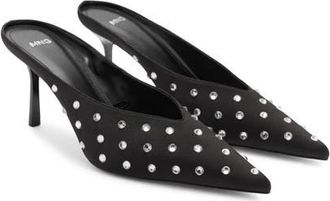 Mango Crystal Pointed Toe Mule in Black at Nordstrom, Size 5Us