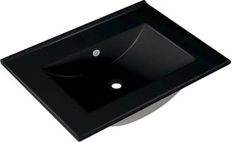 Saniclass Vygo Meubelwastafel - 61x2x46cm - overloop - 1 wasbak - 0 kraangaten - keramiek - mat zwart