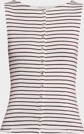 Rag & Bone The Knit Stripe Boat-Neck Tank Top