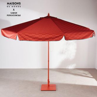 Maisons du monde Sombrilla de aluminio y tela de poli&eacute;ster reciclado color teja, 295 cm