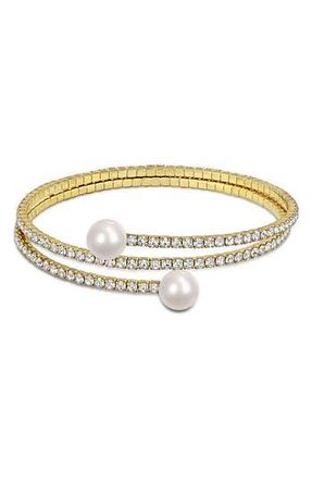 Delmar 8-8.5mm Cultured Freshwater Pearl Bypass Bracelet in Metallic Silver at Nordstrom Rack