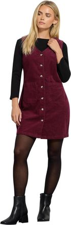 M&Co Petites Petite Berry Cord Button Through Pinafore Dress - Womens Red