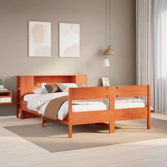 Berkfield Home Bookcase Bed without Mattress Wax Brown 140x200cm Solid Wood Pine | Size: 140x200 cm