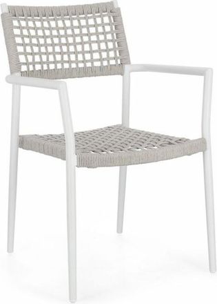 BIZZOTTO Hochwertiger, stapelbarer Outdoor Stuhl Caletta mit Armlehnen - Weiss/Sand