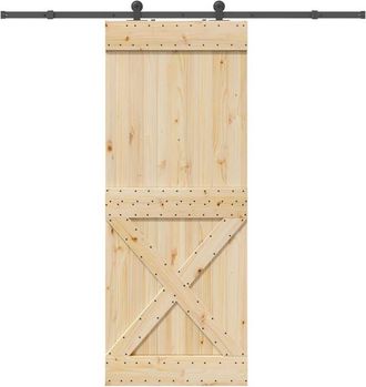vidaXL Puerta Corredera Con Herrajes Madera Maciza De Pino 90x210 Cm Vidaxl