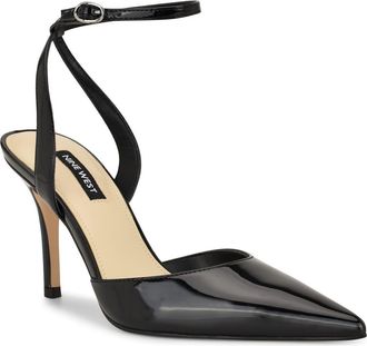 Nine West Grana Ankle Strap Pointed Toe Pump in Black at Nordstrom, Size 6.5