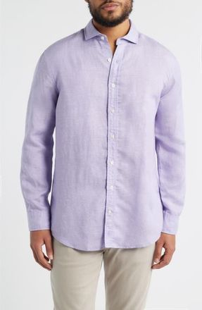 Johnnie-O McCarthy Solid Linen Blend Button-Up Shirt in Tulip at Nordstrom, Size Xx-Large
