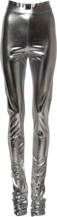 Dolce & Gabbana Womens Metallic Slim-Fit Leggings Silver Polyester Elastane