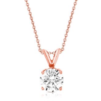 Vir Jewels 1 cttw Lab Grown Diamond Solitaire Pendant Necklace in 14K Gold with Chain For Women