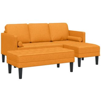 vidaXL Juego De Sof&aacute; 2 Pcs Amarillo Oscuro 173 X 131 X 67 Cm Tela Vidaxl