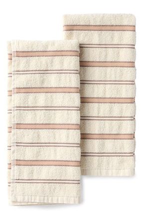 Coyuchi Acacia Organic Cotton Set of 2 Hand Towels in Undyed W/Petal Stripe at Nordstrom