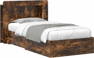 vidaXL Estructura De Cama Con Almacenamiento Roble Ahumado 90 X 190 Cm Vidaxl