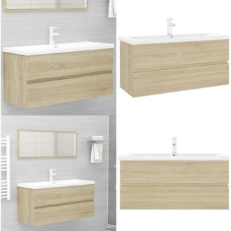 vidaXL Mobile con Lavabo Integrato Rovere Sonoma in Legno Multistrato - Lavabo da incasso - Mobile sottolavabo
