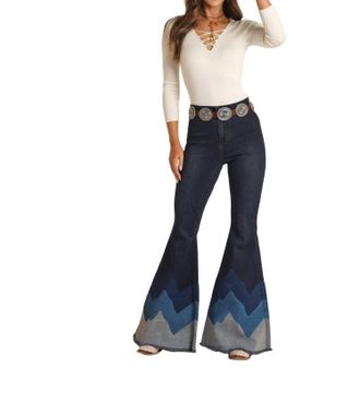 Panhandle Womens High Rise Bell Bottom Jean In Dark Wash