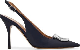 Ferragamo 90mm Maxi Gancini slingback pumps - women - Goat Skin/Lambskin/Leather - 10.5C - Blue