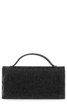 Jessica McClintock Felicia Rhinestone Embellished Top Handle Clutch in 08N-Black at Nordstrom Rack