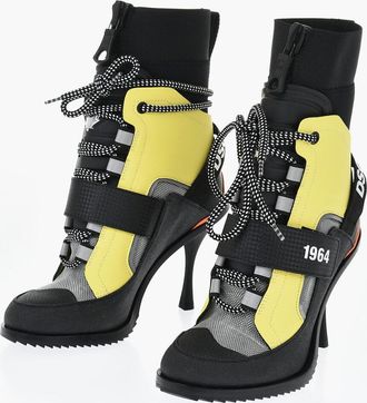 Dsquared2 Stivaletti TECHNO HIKING in Pelle e Tessuto con Lacci Bicolor 9cm Dsquared2
