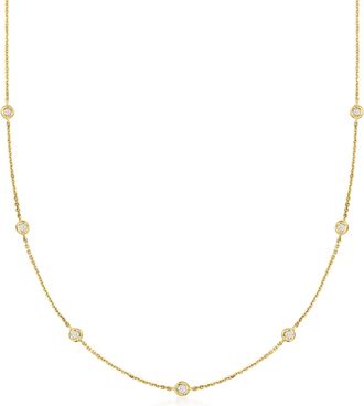 RS Pure by Ross-Simons Diamond Station Necklace in 14kt Yellow Gold