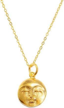 Ottoman Hands Moon Face Pendant Necklace in Brass at Nordstrom