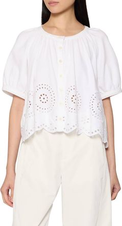 Frame Denim The Eyelet Resort Shirt In White