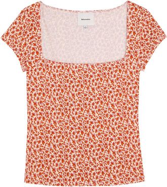 Reformation Floral-print Stretch-jersey top - Red - S (UK8-10 / S)