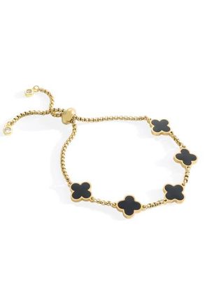 Mint & Lily Clover Enamel Bracelet in Black Enamel at Nordstrom