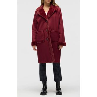 NVLT Faux Fur Trim Faux Suede Jacket in Winetasting at Nordstrom Rack, Size X-Small