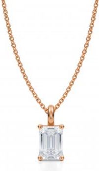 Allurez Emerald Lab Diamond 4-Prong Necklace 14K Rose Gold (1.50ct)