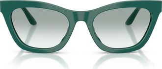 Emporio Armani 55mm Cat Eye Sunglasses in Shiny Green /Clear Green at Nordstrom