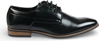 Infinity Leather Klassieke zwarte Derby brogue schoenen met gladde neus en vetersluiting voor heren
