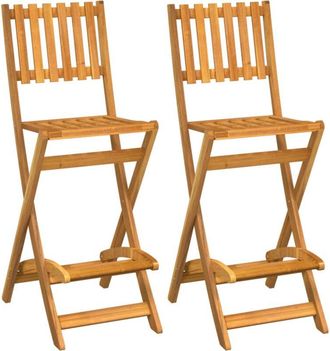 vidaXL Folding Outdoor Bar Stools 2 pcs Solid Wood Acacia vidaXL