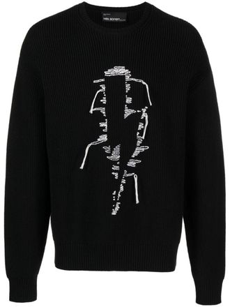 Neil Barrett bolt-motif cotton-blend jumper - men - Polyamide/Cotton - S - Black