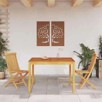 Berkfield Home Beautiful Garden Dining Table 110x110x75 cm Solid Wood Acacia in Brown | Size: 110 x 110 x 75 cm