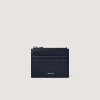 Sandro Grained leather zip card holder