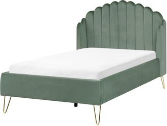 Beliani Bed Velvet AMBILLOU 120 x 200 cm (EU Small Double) Green