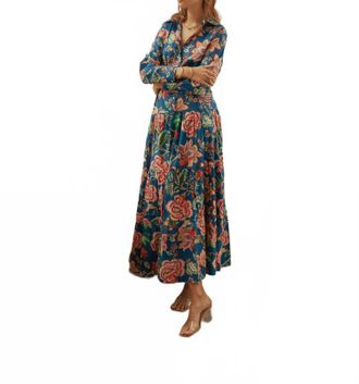 Guadalupe Design Meredith Peony Dress In Blue