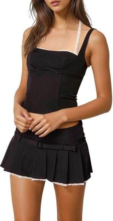 Edikted Lesly Lacy Layered Crop Corset Tank in Black at Nordstrom, Size X-Large