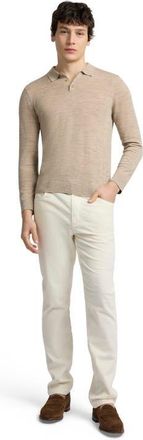 Onia Long Sleeve Extra Fine Merino Wool Polo in Melange Walnut at Nordstrom, Size Xx-Large