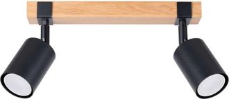 Wonderlamp L&aacute;mpara de techo lineal de madera con 2 focos negro