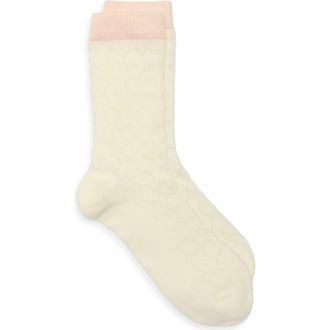 Casa Clara Love Mia Pointelle Crew Socks in Ivory at Nordstrom