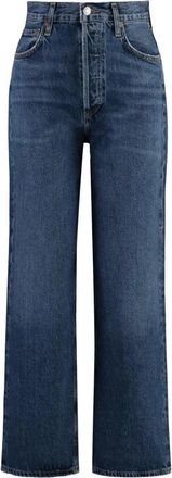 A Gold E High Rise Wide Leg Denim Broek - Dames - Loose Fit Jeans - Blauw - W26 - Denim - Jeans