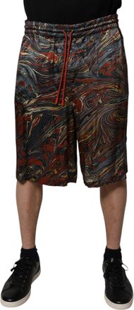 Dolce & Gabbana Mens Multicolor Marble Print Trouser Bermuda Shorts Polyester
