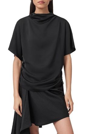 AllSaints Leslie Side Ruched Top in Black at Nordstrom, Size 12 Us
