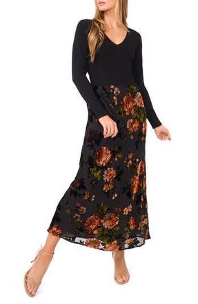 Ted Baker Mixed Media Long Sleeve Midi Dress in Rich Black at Nordstrom Rack, Size Large