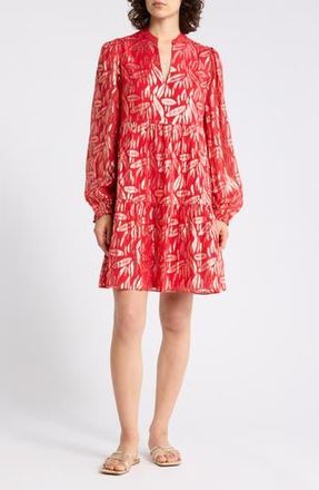 Lilly Pulitzer Cornellia Long Sleeve Silk Blend Babydoll Dress in Cranberry Red at Nordstrom Rack, Size 14