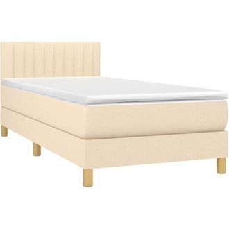 vidaXL Cama Box Spring Con Colch&oacute;n Y Led Tela Crema 90x200 Cm Vidaxl